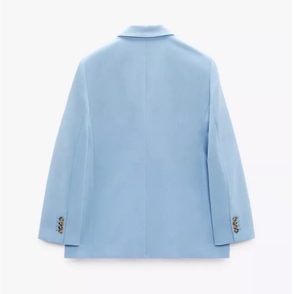 NWT Zara Sky Blue Double Breasted Fully Lined Blazer - Picture 4 of 16